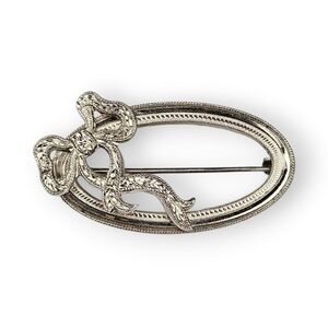 Vintage Hayward Bow Brooch Rhodium Plated Silver Tone Diamond Cut Floral Oval